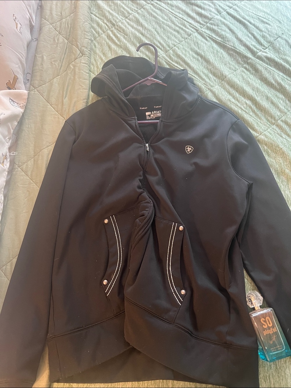 Ariat Black Full-Zip Hooded Jacket with Subtle Logo